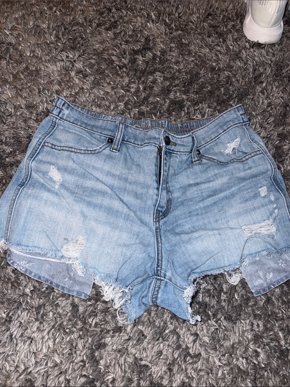 aerie Light Wash Distressed Denim Shorts
